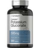 Potassium Gluconate Supplement 595mg | 300 Count | Chelated Potassium | Vegetarian Non-GMO | Gluten Free by Horbaach - Buy Online on GoSupps.com