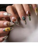 Buy 24 Pcs Long Almond Pointed Mushroom Press on Nails with Daisy Eyes - Full Cover Acrylic Glue on Fake Nails for Women & Girls | International Shipping - Buy Online on GoSupps.com