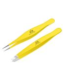 Majestic Bombay Yellow Fine Point & Slant Tweezers Set for Precision Hair Removal â€“ Stainless Steel, Ideal for Splinters, Ticks, & Brow Grooming - Buy Online on GoSupps.com