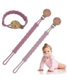 Silicone Pacifier Chain - Kizaten 2-Pack Clips for Boys & Girls | Soft Flexible & Clean - Purple/Pink - Buy Online on GoSupps.com