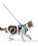 Breakproof Cat Dishes & Adjustable Soft Kitten Vest Set - Light Blue XS | Reflective Stripes for Safety - Buy Online on GoSupps.com