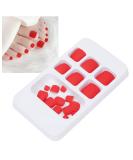 Brrnoo 24-Piece Monochrome False Toenails - Press-On Short Quadratic Fake Toenails for Women & Girls - Red | International Shipping Available - Buy Online on GoSupps.com