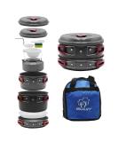 Bulin 13-Piece Camping Cookware Mess Kit for Family Hiking and Picnic - Lightweight Backpacking Cooking Set with Kettle, Pot, Frying Pan, Bowls, Plates, and Spoon - Buy Online on GoSupps.com