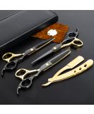 Professional Black Gold Hairdressing Scissors Stainless Steel Barber Hair Cutting Scissors Sets Salon Multifunctional Straight Shears Teeth Scissors Thinning Shears Tools for Mother Father's Gift - Buy Online on GoSupps.com