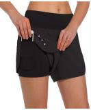 Ksmien Women's 2-in-1 Running Shorts with Phone Pockets - Black, Medium - Buy Online on GoSupps.com