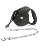 Idepit Heavy Duty Retractable Dog Leash | Anti-Chewing Steel Chain | 360 Tangle-Free | Small & Medium Dogs | 16ft | Black - Buy Online on GoSupps.com