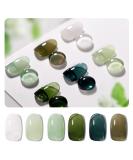 GAOY Jelly Green White Gel Nail Polish Set | 6 Transparent Colors for Salon Quality Manicures & DIY Nail Art at Home | Emerald Green Sheer Gel Kit - Buy Online on GoSupps.com