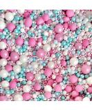 Pink White blue Baby shower gender reveal Hearts Metallic Sprinkles for cupcake cake toppers pearls balls metallic 100s and 1000s baby boy girl edible decoration cake cupcake topper GUM BALL - Buy Online on GoSupps.com