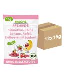 Buy FRECHE FREUNDE Organic Fruit Chips - Banana Apple Strawberry with Yoghurt | 12 Pack - Healthy Snack for Smoothies - International Shipping - Buy Online on GoSupps.com