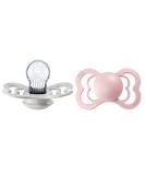 BIBS Supreme Baby Pacifier 2-Pack | Made in Denmark | BPA Free | Size 2 (6-18 Months) | Silicone Soother | Symmetrical Nipple | Haze/Blossom - Buy Online on GoSupps.com