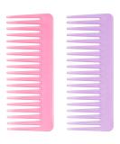 Wide Tooth Detangling Comb Set for Long, Curly, and Wet Hair - No Handle Styling Shampoo Comb - 2 Pieces (Pink & Purple) - Buy Online on GoSupps.com