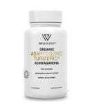 Organic Turmeric Capsules with Ashwagandha & Ginger - 1800mg High Strength Formula for Adaptogenic Support - 120 Vegan Tablets by Wellology - Buy Online on GoSupps.com