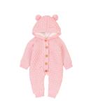 VICROAD Baby Hooded Knitted Romper | Newborn Boys Girls Onesie | Warm Sweater Jumpsuit 3-6 Months (Pink) - Buy Online on GoSupps.com