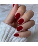 Square Short Red Fake Nails - Glossy Dark Red Extra Short False Nails for Women - Buy Online on GoSupps.com