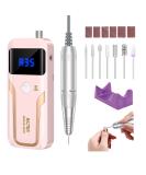 Portable Nail Drill Professional 35000 RPM Rechargeable Electric File for Acrylic Nails - Cordless Efile with Bits Kit in Pink | Ideal for Manicure Salon/Home Use - Buy Online on GoSupps.com