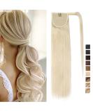 SEGO Platinum Blonde Real Hair Ponytail Extensions - 16 Remy Human Hair Clip-In Braid & Bangs - 80g - Buy Online on GoSupps.com