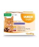 IAMS DELCHTS LAND COLLECTION CATE FATE NASS - MultiPack with meat varieties (lamb beef beef chicken & turkey) in sauce wet food for cats from 1 year 12 x 85g country collection in sauce 85 g (12 pack) - Buy Online on GoSupps.com