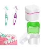 Buy Dental Prostheses Container Set - 2 Denture Boxes & Cleaning Brushes for Teeth & Braces Storage - Green & Pink | International Shipping Available - Buy Online on GoSupps.com