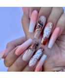 24 Pcs YoYoee Long Press on Coffin False Nails - Marble Gradient Pink Fake Nails for Women and Girls - Buy Online on GoSupps.com