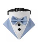 Mioyoow Adjustable Formal Dog Bandana Collar - Tuxedo Wedding Bib for Small & Medium Dogs - Stylish Triangular Scarf with D-Ring in Blue - Buy Online on GoSupps.com