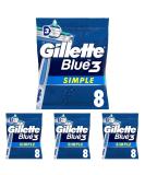 Gillette Blue 3 Disposable Razors for Men - Triple Blade Moisture Strips 8 Razors (4 Pack) - International Shipping Available - Buy Online on GoSupps.com