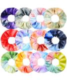 Senllori Rainbow Scrunchies for Women - 12 Pack Classic Elastic Hair Ties & Ponytail Holders - Soft Thick Hair Accessories - Buy Online on GoSupps.com