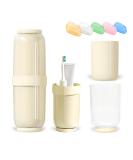 Travel Toothbrush Case with 4 Cups - Family Toothbrush Holder with Cover & Vent Holes Includes 5 Toothbrush Covers (Yellow - Buy Online on GoSupps.com