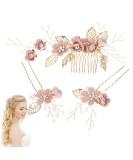 Xyxx 3-Piece Pink Bride Hair Jewelry Set | Crystal & Rhinestone Hair Combs for Wedding & Bridesmaid | Elegant Daily Hair Decoration - Buy Online on GoSupps.com