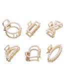 Beaupretty 6-Piece Pearl Hair Clamps - Mini Claw Clips for Girls & Women - Elegant Hair Accessories with Golden Line Detailing - Buy Online on GoSupps.com