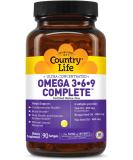 Country Life Omega 3-6-9 Complete Supplement - 1,534mg Omega Supports Cardiovascular, Brain, Skin & Immune Health - 90 Softgels - Buy Online on GoSupps.com