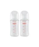 Pigeon Glass Nursing Bottle Wide Neck Streamlined Body Natural Feel Easy to Clean Heat-Resistant 8.1 Oz (Pack of 2) 240ml (Pack of 2) - Buy Online on GoSupps.com