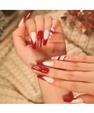Vatocu Christmas Snowflakes Glitter False Nails - 24pcs Long Xmas Press on Nails for Women and Girls - Buy Online on GoSupps.com