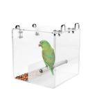 Acrylic Bird Feeder for Cage - Automatic Seed Container & Water/Food Holder - No Mess Solution for Parrot Parakeets - 6.4 x 6.4 - Buy Online on GoSupps.com