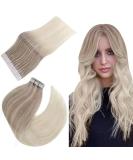 Easyouth Remy Tape In Hair Extensions - Balayage Ash Blonde & Platinum Blonde 24 Inch - 50g Real Hair - Buy Online on GoSupps.com