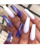 Brishow Artificial Long Press-On Ballerina Nails - 24pcs Purple & White Acrylic Stick-On Nails for Women & Girls - Full Cover Hair Coloring - Buy Online on GoSupps.com
