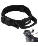 Buy Pettec Neoprene & Nylon Dog Collar with Handle - Softly Padded Adjustable Robust & Water-Repellent for Small & Large Dogs (S-XL) - Set with Tow Leash (34-44 cm) - Black - Buy Online on GoSupps.com