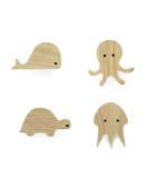 4 Animal Handle Knobs for Kids' Furniture - Octopus Whale Jellyfish Turtle | Untreated Oak Knobs for Drawers & Cupboards - Buy Online on GoSupps.com
