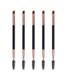 Duo Eyebrow Brush Set - Spoolie and Angled Brow Brushes for Eye Makeup (5pcs, Black) - Buy Online on GoSupps.com
