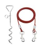 Intestinal Piral Peg with Leash - 15 Inch Tie-Out for Small to Medium Dogs | Durable Stainless Steel Floor Anchor for Courtyard & Camping (Red) - Buy Online on GoSupps.com