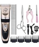 Otstar Dog Clippers Rechargeable Cordless Dog Grooming Clipper Kit for Dogs Cats and Other Animals with Stainless Steel Comb and Scissors Low Noise Low Vibration Dog Shaver (Black and Gold) - Buy Online on GoSupps.com