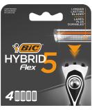 BIC Hybrid 5 Flex Men's Razor Refills - 5 Nano-Tech Titanium Blades - 4 Cartridges, 1 Pack - Buy Online on GoSupps.com