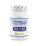 Vitamin D3 10 000 i.E + vitamin K2 200 McG Menaquinon MK7 Depot - 180 tablets - 99.7 +% All -Trans (K2Vital from Kappa) - Laboratory test - Vegetarian - High -dose - Premium quality 43 g (1 Pack) - Buy Online on GoSupps.com