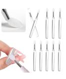 Silicone Nail Powder Applicator Brush Set - 10 Pcs Reusable Lip & Nail Art Brushes for Holographic Chrome Glitter Mirror Finish Makeup - White - Buy Online on GoSupps.com