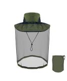 Midge Head Net Hat Grey Nylon Mosquito Head Net with Hat Portable Face Net Mesh with Hat for Outdoor Hiking Camping Climbing Fishing and Walking Green - Buy Online on GoSupps.com