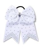 12pcs Jumbo Cheerleader Bows with Rhinestones - 7 Inch Ponytail Holder Hair Bows for Teen Girls - Softball Cheerleader Sports - White - Buy Online on GoSupps.com