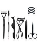 EBANKU 7pcs Eyelash Comb Brush Tools Set - Professional Eye Brow Spoolie Brushes for Makeup Grooming - Includes Eyelash Separator, Silicone Refill Pads, Tweezers, and Scissors - Buy Online on GoSupps.com