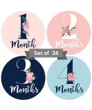 Floral Baby Monthly Stickers for Girls (Set of 24) | Newborn Milestone Month Stickers - Buy Online on GoSupps.com
