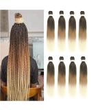 SHUOHAN 26 Inch Pre-stretched Braiding Hair Extensions 8 Pack - Yaki Texture Crochet Braids in 1B/27/613 Black to Light Brown to Beige - Hot Water Setting Synthetic Hair for Twist Braids - Buy Online on GoSupps.com