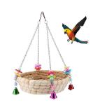 Bird Parrot Toy Parrot Bird Nest Natural Hand Woven Straw Nest Bed Swing with 4 Metal Bells Swing for Birds Perched Parrot - Buy Online on GoSupps.com