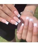 Square Fake French Nails - Long Full Cover Acrylic Nails for Women & Girls - 24PCS (Color 4) | Best Quality False Nails - Buy Online on GoSupps.com